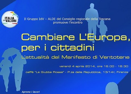 Firenze, 4 aprile: "Cambiare l'Europa, per i cittadini"